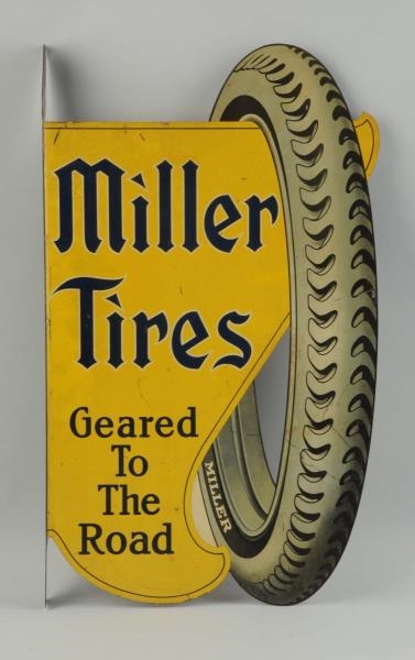 MILLER TIRES "GEARED TO THE ROAD" SIGN.           