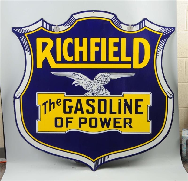 RICHFIELD "THE GASOLINE OF POWER" WITH LOGO SIGN. 
