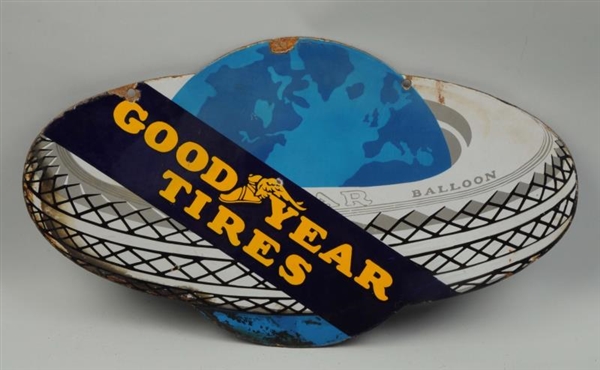 GOODYEAR TIRES WITH WORLD IN THE TIRE LOGO SIGN.  