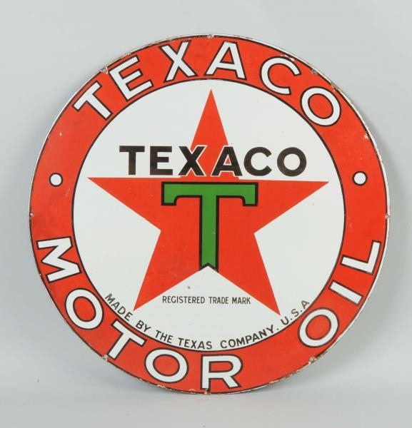 TEXACO (BLACK T) MOTOR OIL WITH STAR LOGO SIGN.   