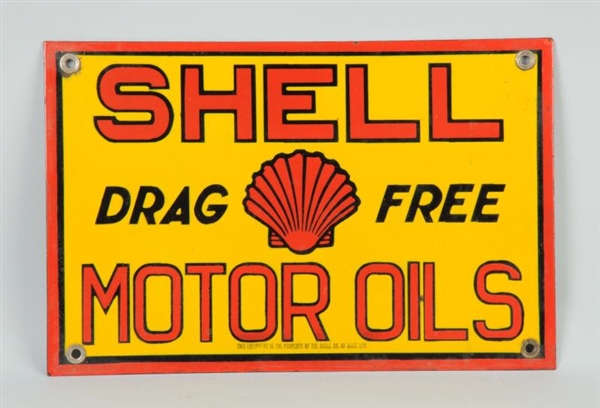SHELL DRAG FREE MOTOR OILS WITH LOGO SIGN.        