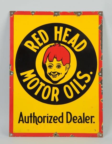 RED HEAD MOTOR OIL AUTHORIZED DEALER LOGO SIGN.   
