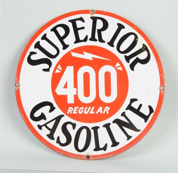 SUPERIOR 400 REGULAR GASOLINE SIGN.               