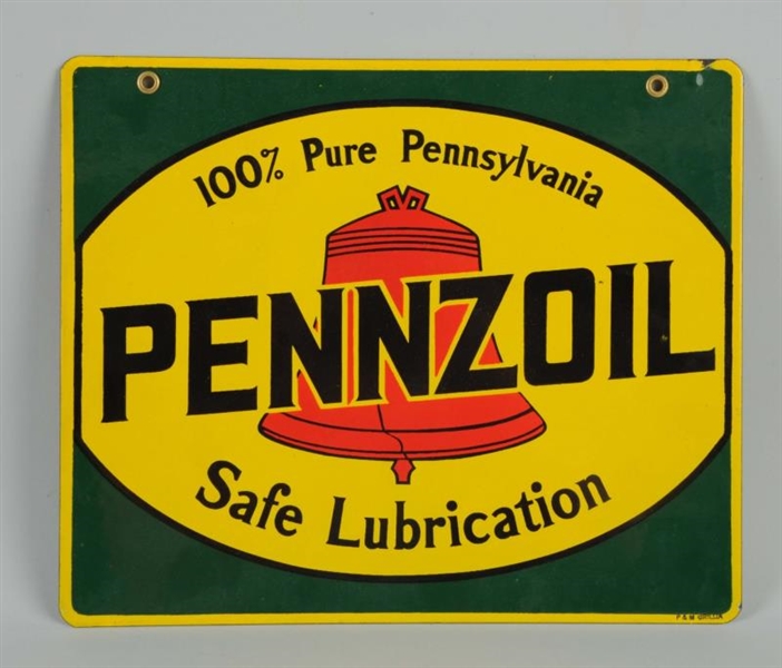 PENNZOIL "SAFE LUBRICATION" WITH BELL LOGO SIGN.  
