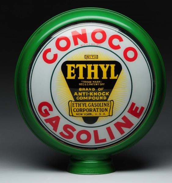 CONOCO GASOLINE WITH ETHYL LOGO 15" LENSES.       