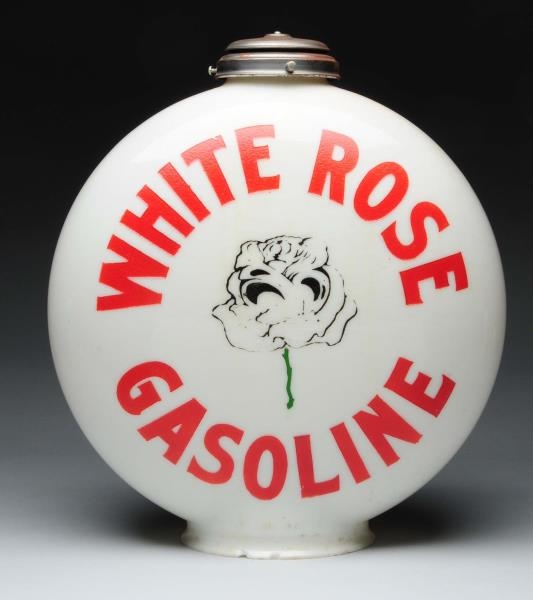 WHITE ROSE GASOLINE OPE MILKGLASS GLOBE BODY      