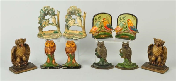 LOT OF 10: CAST IRON OWL BOOKENDS.                