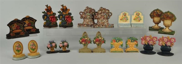 LOT OF 20: CAST IRON FLORAL BOOKENDS.             