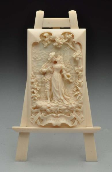 LOT OF 2: IVORY CARVING ON STAND.                 