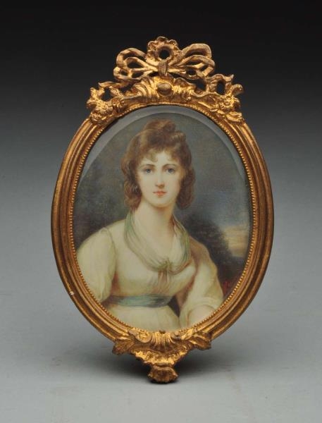 IVORY MINIATURE PAINTING OF LADY.                 