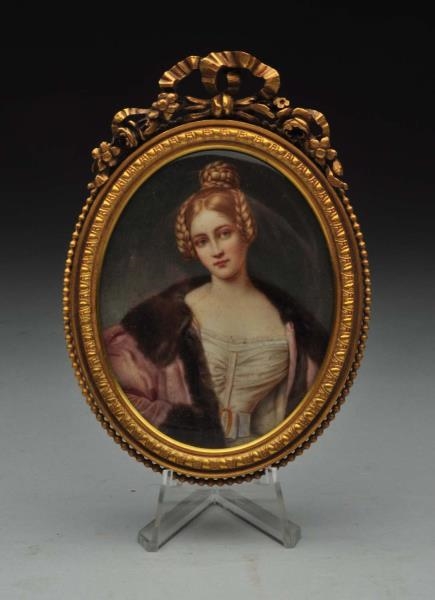 MINIATURE IVORY PAINTING OF LADY.                 