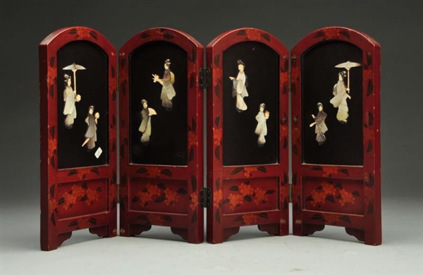 JAPANESE LACQUERED MINIATURE FOLDING SCREEN.      