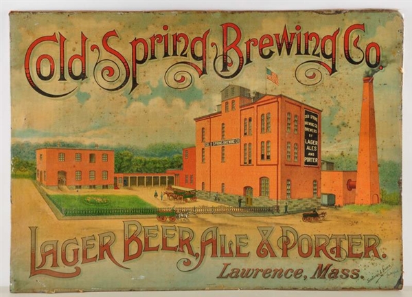 COLD SPRING BREWING CO TIN LITHO ADVERTISING SIGN.