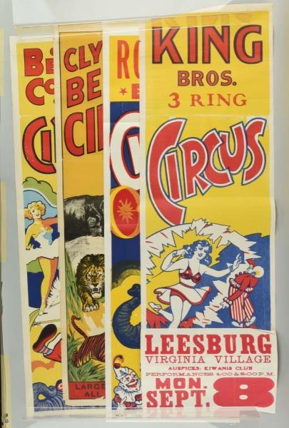LOT OF 4: CIRCUS ADVERTISING POSTERS.             