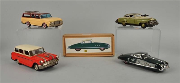 LOT OF 4: VINTAGE AND CONTEMPORARY TOY CARS.      