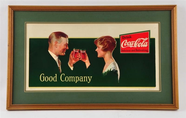 DRINK COCA COLA GOOD COMPANY 1927 TROLLEY SIGN.   