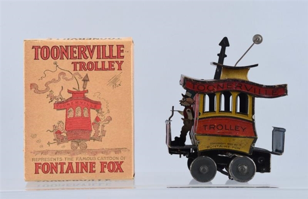 GERMAN NIFTY TIN LITHO TOONERVILLE TROLLEY.       