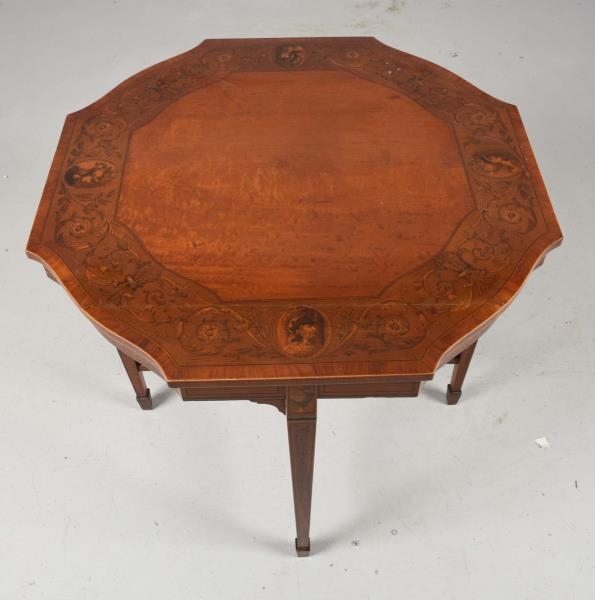 BEAUTIFUL INLAID OCTAGON TABLE.                   
