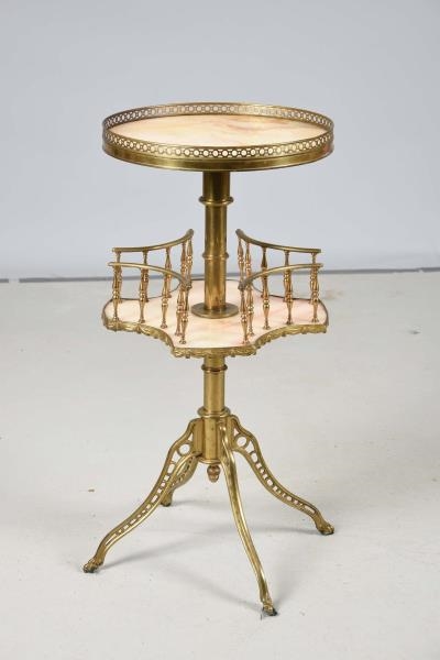 ORNATE FRENCH MARBLE AND BRONZE STAND.            