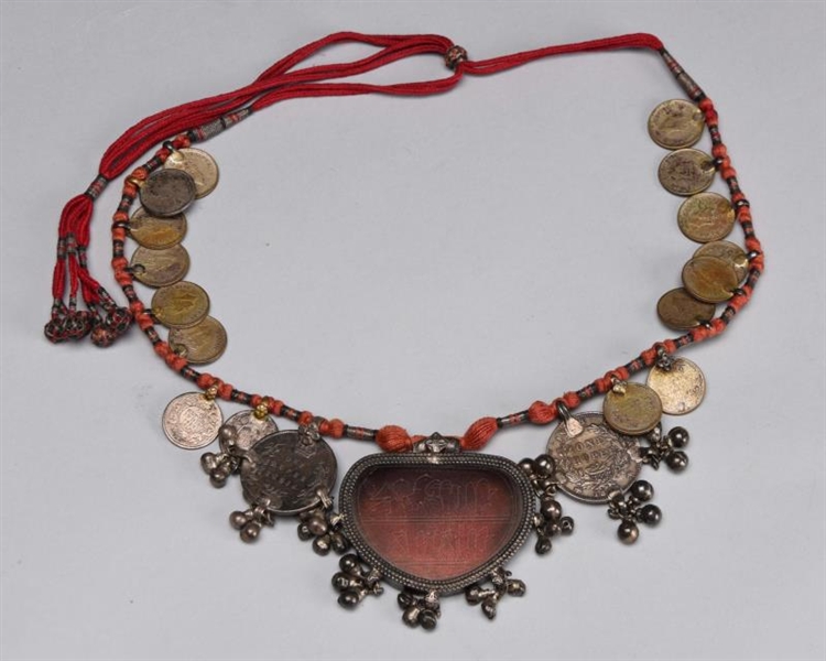 ANTIQUE PERSIAN NECKLACE WITH COINS.              