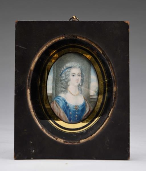 EARLY FRAMED PAINTING ON IVORY.                   
