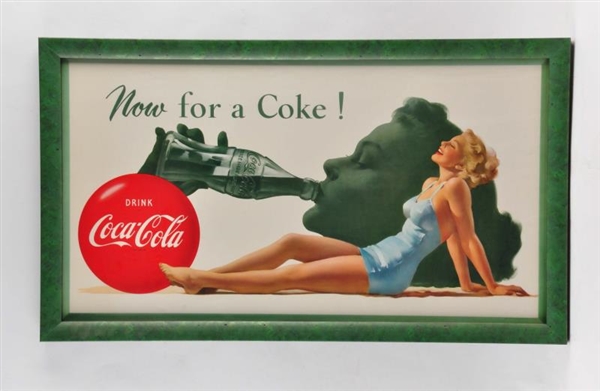 1950 COCA COLA FRAMED ADVERTISING SIGN.           