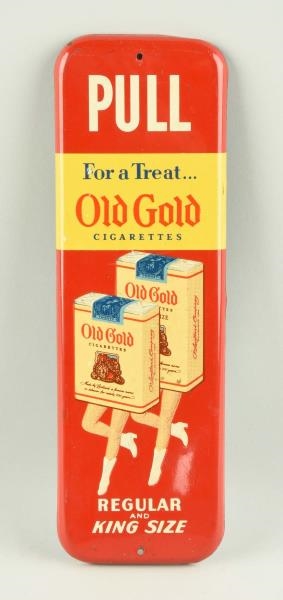 OLD GOLD CIGARETTES DOOR PULL TIN SIGN.           