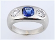 SYNTHETIC SAPPHIRE & DIAMONDS GYPSY RING.         