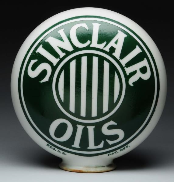 SINCLAIR OILS WITH STRIPED LOGO OPE GLASS GLOBE.  