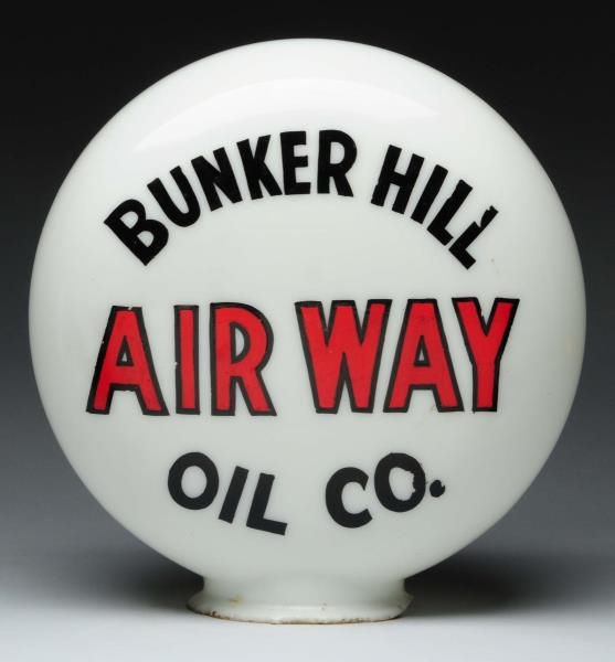 BUNKER HILL AIR WAY OIL CO. MILKGLASS GLOBE BODY. 