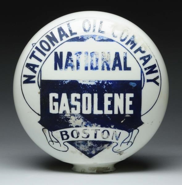 NATIONAL GASOLENE BOSTON OPE MILKGLASS GLOBE BODY.