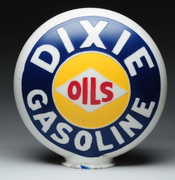 DIXIE GASOLINE OILS OPE MILKGLASS GLOBE BODY.     
