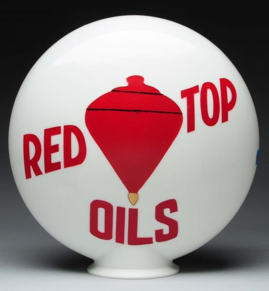 RED TOP OILS WITH LOGO OPE MILKGLASS GLOBE BODY.  