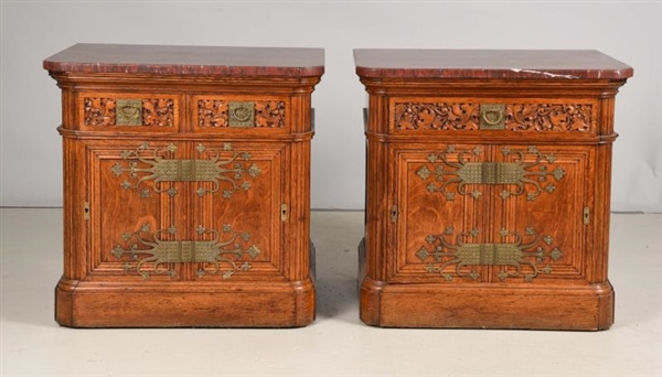 PAIR OF HERTER BROS MARBLE TOPPED DRESSERS.       
