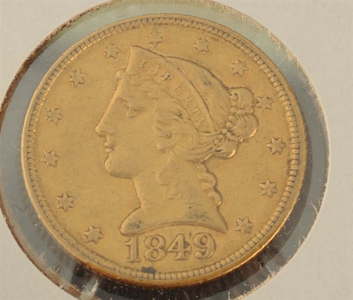 1849C $5 GOLD LIBERTY COIN.                       