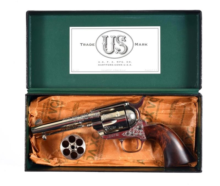 (M) BOXED FACTORY ENGRAVED U.S.F.A. ARMY REVOLVER 
