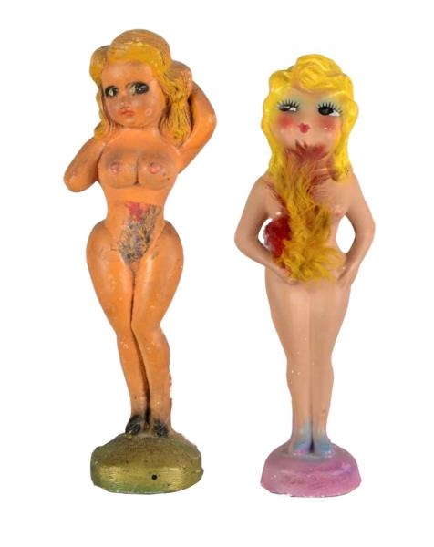 PAIR OF BURLESQUE CARNIVAL CHALKWARE NUDES        