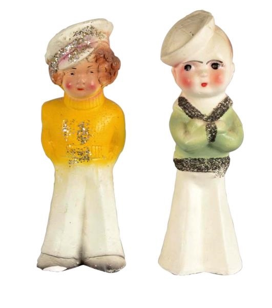 LOT OF 2: CARNIVAL CHALKWARE SAILOR BOY AND GIRL  