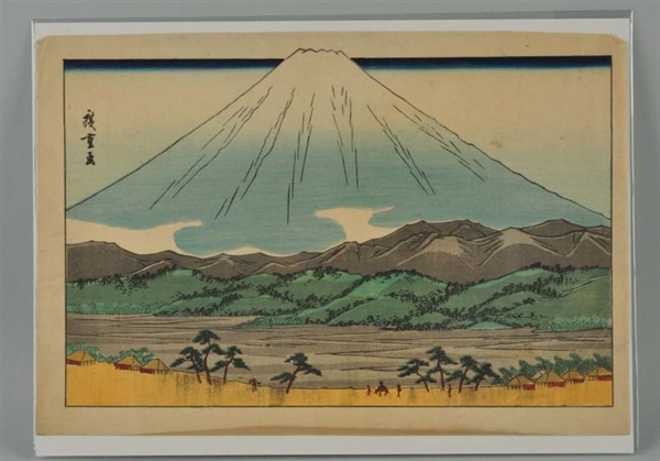 JAPANESE WOODBLOCK PRINT WITH FIJIYAMA MOUNTAIN.  
