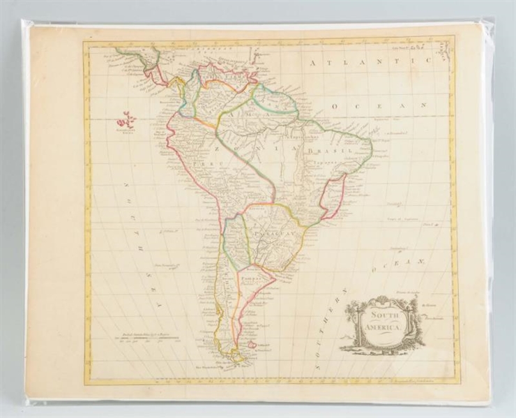 18-19TH CENTURY MAP OF SOUTH AMERICA.             