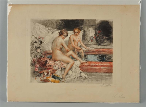 ETCHING "TWO NUDES" BY ANTOINE CALBET.            