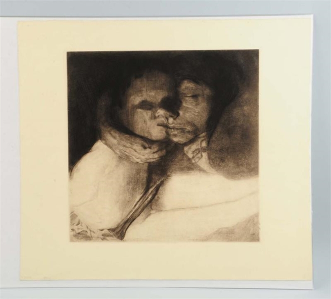 ETCHING "DEATH, WOMAN AND CHILD" BY K KOLLWITZ.   