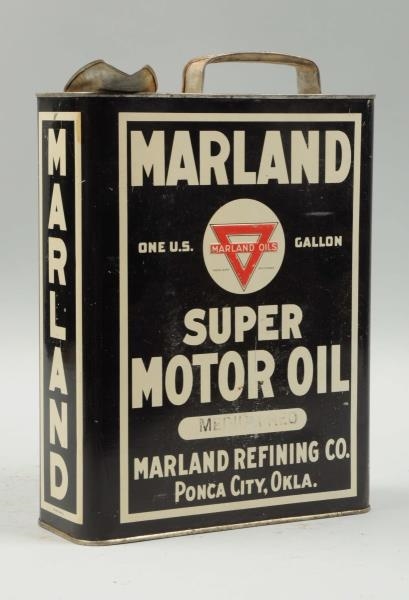 MARLAND SUPER MOTOR OIL ONE GALLON FLAT METAL CAN.