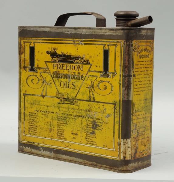 FREEDOM MOTOR OIL ONE GALLON FLAT METAL CAN.      