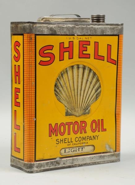 SHELL OF CALIFORNIA ONE GALLON FLAT METAL CAN.    