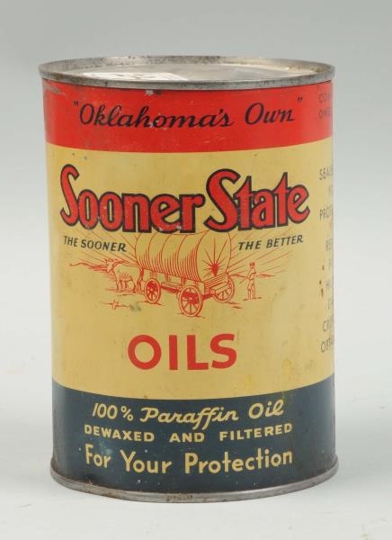 SOONER STATE OILS ONE QUART MOTOR OIL CAN.        