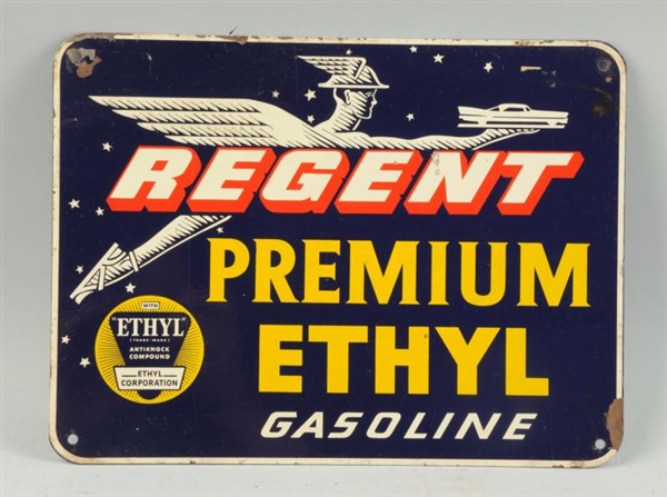 REGENT PREMIUM GASOLINE W/ ETHYL LOGO SIGN.       
