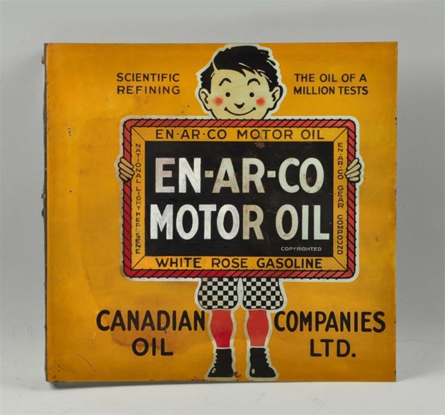 EN-AR-CO MOTOR OIL WITH BOY AND SLATE LOGO SIGN.  