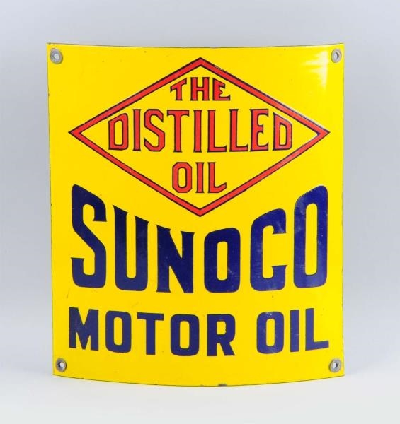 SUNOCO MOTOR OIL "THE DISTILLED OIL" SIGN.        