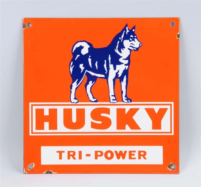HUSKY TRI-POWER WITH DOG LOGO SIGN.               